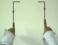 This hand gesture is mostly used by the passengers to indicate Bab Al-Yemen (Yemen gate). They draw on the air using both hands two lines at each side. They begin with a horizontal line and then going down to draw a vertical line.