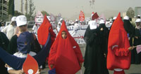 Part of the march that started from Al-Sabaeen Street in celebration of World Blood Donor Day.