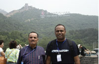 The writer (left) with a friend in the Great Wall of China.