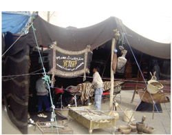 A traditional Yemeni camp shows some tools used in the Yemeni ancient age and reflect the Yemeni tourist variety