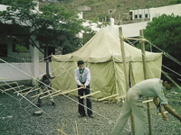 Outdoor camping skills were reuquired for camps in Taiz.