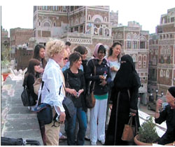 On top of Bab Al-Yemen (Yemen Gate) in old city of Sanaa.