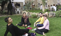 Students enjoying the sun at the institutes backyard. Sanaa enjoys a moderate climate throughout the year, which is quite a pleasant change for many foreign students.