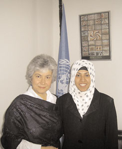 Flavia (left) with Nadia Al-Sakkaf, editor-in-chief of Yemen Times.