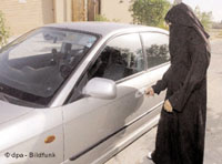 This woman (if indeed it is a woman) is about to break the law: Saudi Arabia is the only country in the world where female driving is illegal.