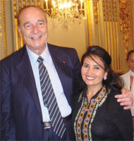 Khadija Al-Salami with Jacques Chirac, former French Presidentw