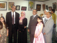 Al-Dorani with Egyptian Ambassador (center), director of the Egyptian Cultural Center (second left) and her family during the inauguration ceremony