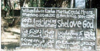 A memorial at Jibla for the American victims killed at Jibla Hospital in late 2002. (Yemen Times photo.)