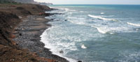 A panoramic scene of the ocean meeting the beach of Socotra
