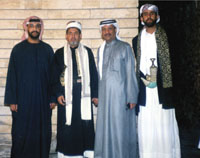 Manager of Kaser Al-Amwaj Cultural Theater second from right, with Qasim Zobaida in Abu Dhabi.